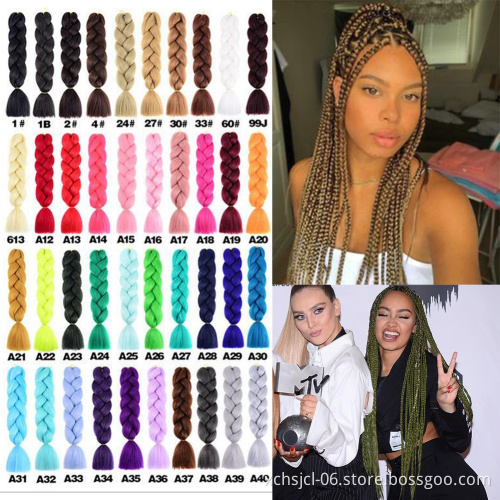 40 colors Single colorJumbo Braiding Hair Extensions Braiding Hair 24 Inch Ombre Multiple Tone Colored Synthetic Hair for Women